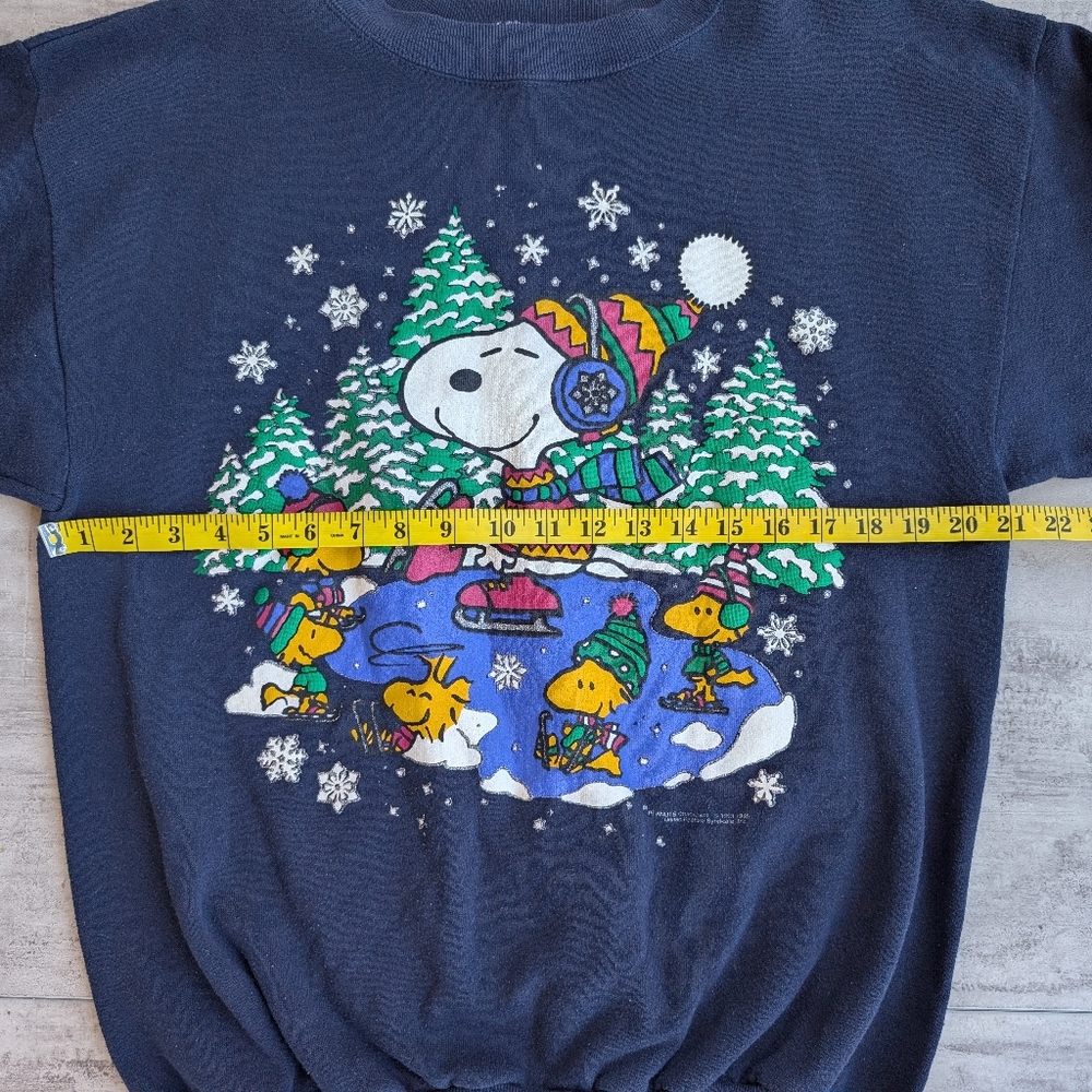 Vintage Tultex Peanuts Snoopy Woodstock Bubble Graphic Navy Sweatshirt XL - Picture 7 of 11